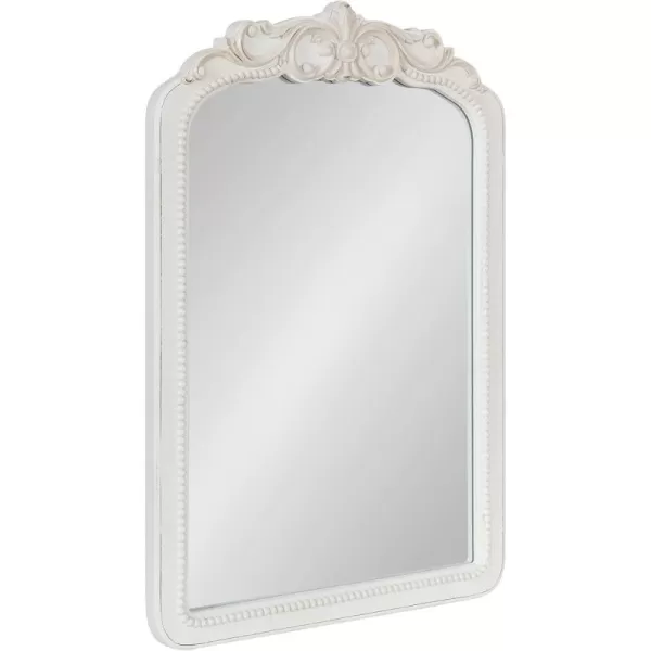 imageKate and Laurel Jenelle Traditional Framed Baroque Mirror 20 x 30 White Distressed Antique Inspired Framed Wall Mirror with Ornate Garland CrownWhite