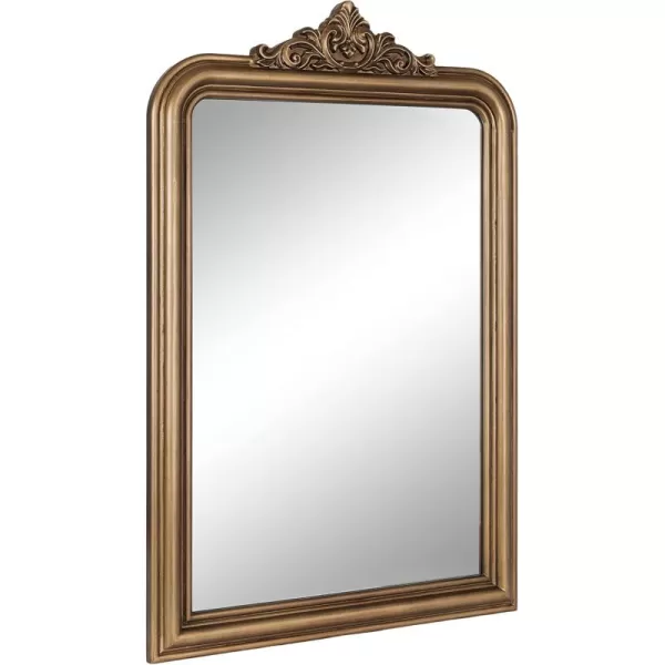 imageKate and Laurel Kinsman Ornate Rounded Wall 24 x 36 Antique Gold Vintage Soft Arched Ornamental Crown for Use as Decorative Bathroom Vanity Mirror 24x36