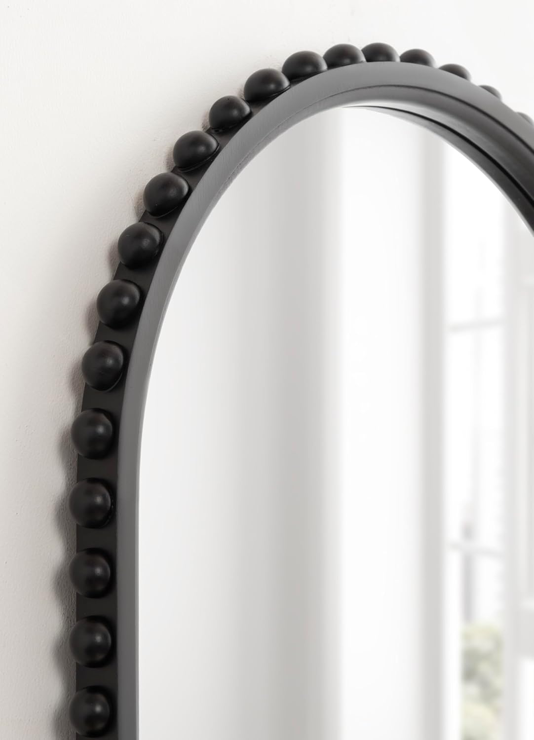 imageKate and Laurel Beadbrook Modern Beaded Arched Mirror 20 x 30 Black Transitional Arch Wall Mirror for Use as Bathroom Mirror or Entryway Mirror DecorBlack