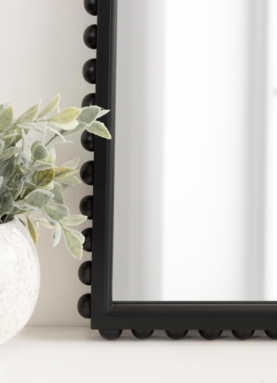 imageKate and Laurel Beadbrook Modern Beaded Arched Mirror 20 x 30 Black Transitional Arch Wall Mirror for Use as Bathroom Mirror or Entryway Mirror DecorBlack