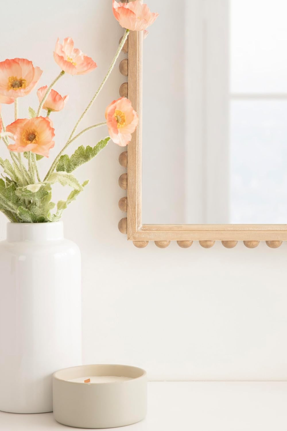 imageKate and Laurel Beadbrook Modern Beaded Arched Mirror 20 x 30 Black Transitional Arch Wall Mirror for Use as Bathroom Mirror or Entryway Mirror DecorNatural
