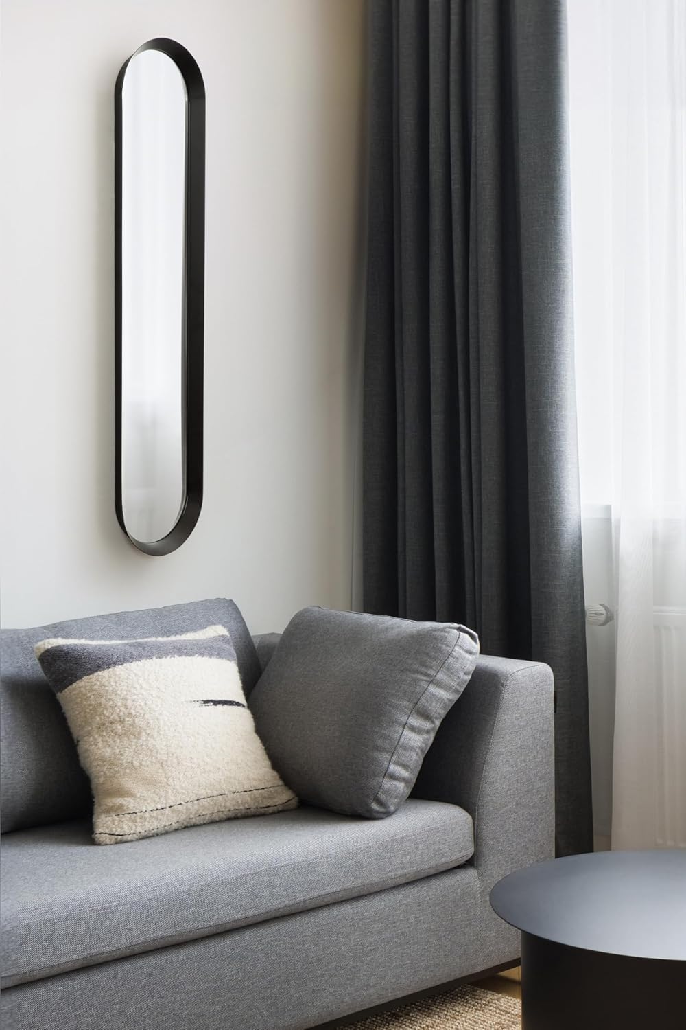 imageKate and Laurel Niya Modern Slim Panel Wall Mirror 10 x 40 Black Minimal Tall Mirror Wall Decor for Use as Skinny Entryway Mirror or Decorative Bedroom Mirror