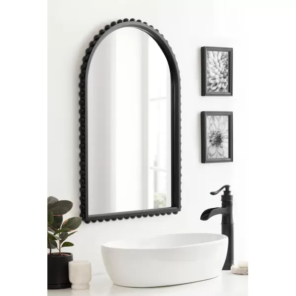 imageKate and Laurel Beadbrook Modern Beaded Arched Mirror 20 x 30 Black Transitional Arch Wall Mirror for Use as Bathroom Mirror or Entryway Mirror DecorBlack