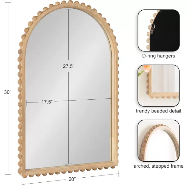 imageKate and Laurel Beadbrook Modern Beaded Arched Mirror 20 x 30 Black Transitional Arch Wall Mirror for Use as Bathroom Mirror or Entryway Mirror DecorNatural