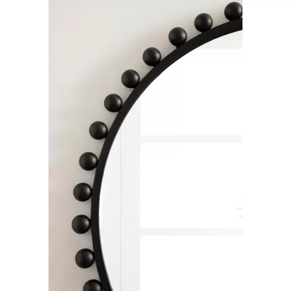 imageKate and Laurel Beade Modern Round Ball Beaded Wall Mirror 28 Inch Diameter Black Transitional Circle Mirror for Use as Bathroom Mirror or Entryway Mirror Decor