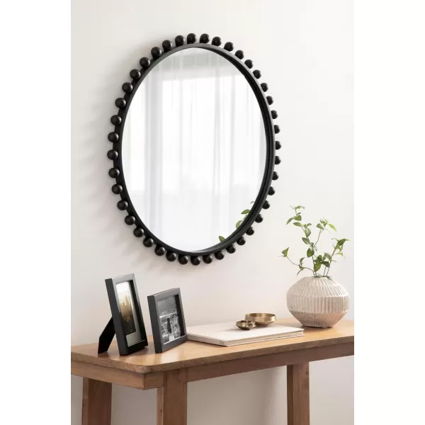 imageKate and Laurel Beade Modern Round Ball Beaded Wall Mirror 28 Inch Diameter Black Transitional Circle Mirror for Use as Bathroom Mirror or Entryway Mirror Decor