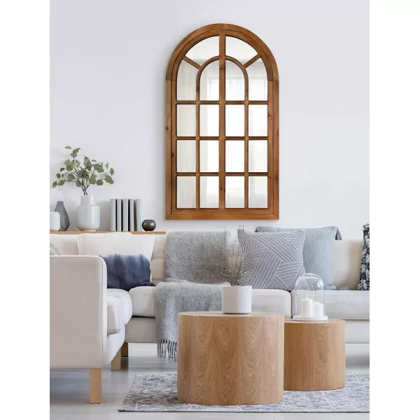 imageKate and Laurel Boldmere Rustic Windowpane Wall Mirror 22 x 38 Rustic White FarmhouseInspired Home DecorBrown