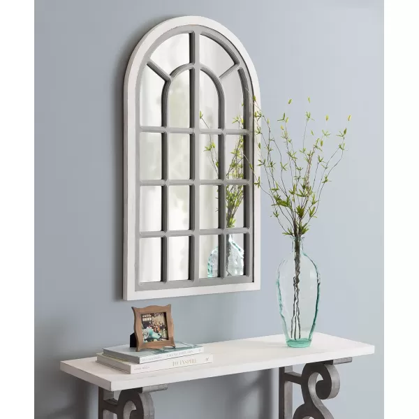 imageKate and Laurel Boldmere Rustic Windowpane Wall Mirror 22 x 38 Rustic White FarmhouseInspired Home DecorGrey