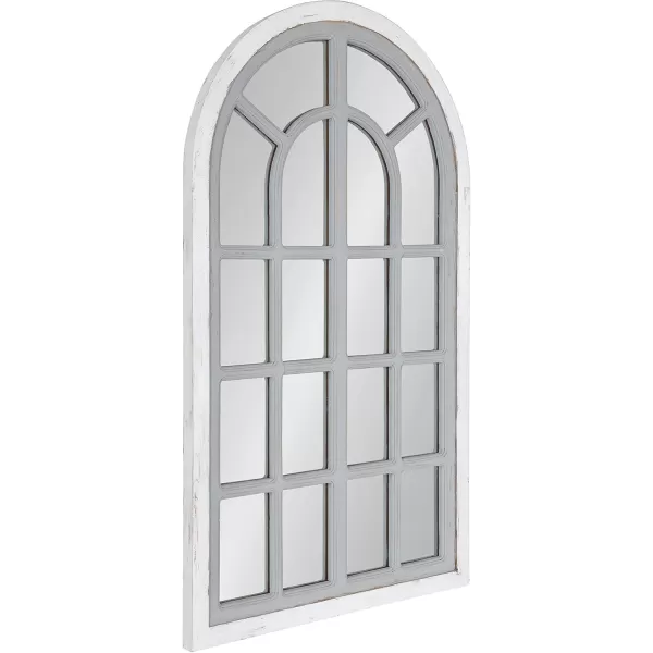 imageKate and Laurel Boldmere Rustic Windowpane Wall Mirror 22 x 38 Rustic White FarmhouseInspired Home DecorGrey