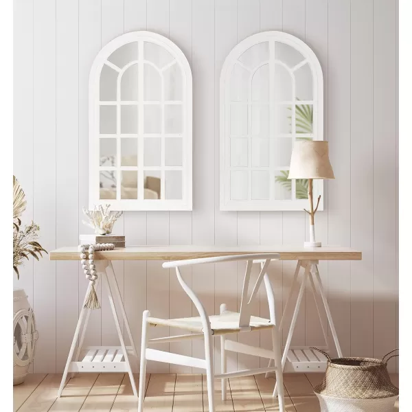 imageKate and Laurel Boldmere Rustic Windowpane Wall Mirror 22 x 38 Rustic White FarmhouseInspired Home DecorWhite