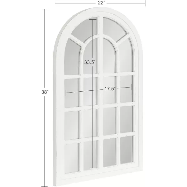 imageKate and Laurel Boldmere Rustic Windowpane Wall Mirror 22 x 38 Rustic White FarmhouseInspired Home DecorWhite