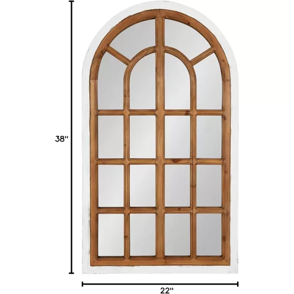 imageKate and Laurel Boldmere Rustic Windowpane Wall Mirror 22 x 38 Rustic White FarmhouseInspired Home DecorWhiteBrown