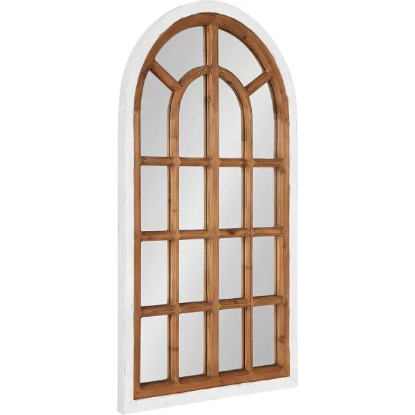 imageKate and Laurel Boldmere Rustic Windowpane Wall Mirror 22 x 38 Rustic White FarmhouseInspired Home DecorWhiteBrown