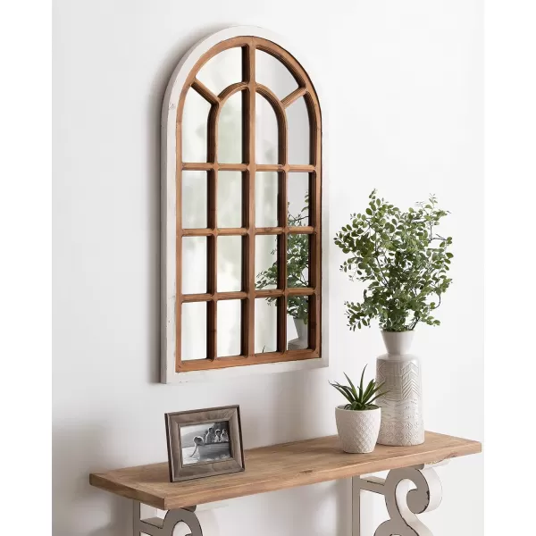imageKate and Laurel Boldmere Rustic Windowpane Wall Mirror 22 x 38 Rustic White FarmhouseInspired Home DecorWhiteBrown
