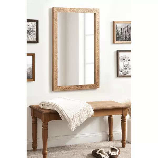 imageKate and Laurel Braywood Modern Pieced Wood Rectangle Mirror 24 x 36 Rustic Brown Decorative Rectangular Mirror for Use as Coastal Bathroom Mirror for Over Sink or Statement Bedroom Mirror