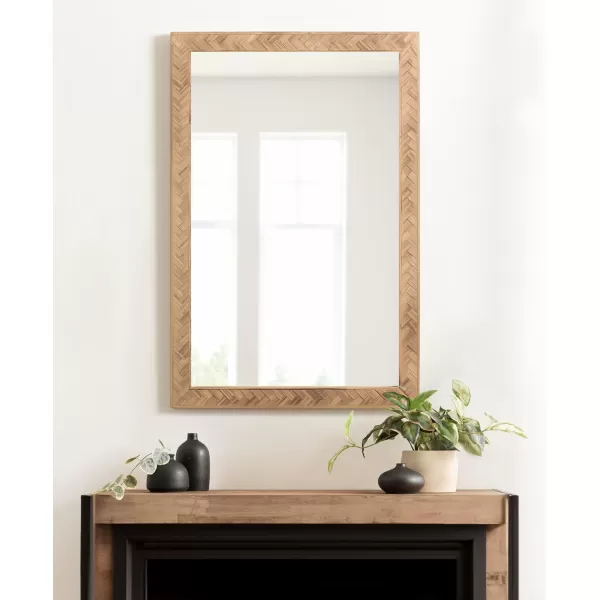 imageKate and Laurel Braywood Modern Pieced Wood Rectangle Mirror 24 x 36 Rustic Brown Decorative Rectangular Mirror for Use as Coastal Bathroom Mirror for Over Sink or Statement Bedroom Mirror