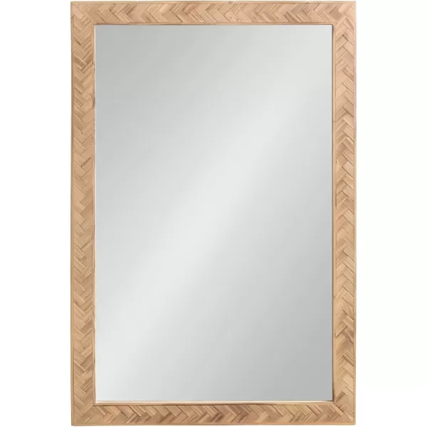 imageKate and Laurel Braywood Modern Pieced Wood Rectangle Mirror 24 x 36 Rustic Brown Decorative Rectangular Mirror for Use as Coastal Bathroom Mirror for Over Sink or Statement Bedroom Mirror