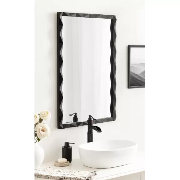 imageKate and Laurel Endicott Modern Geometric Rectangle Wall Mirror 24 x 36 Black Rectangular Dimensional Pieced Wood Mirror for Use as Bathroom Mirror for Over Sink or Cute Nursery MirrorBlack