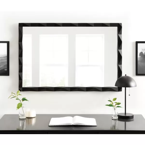 imageKate and Laurel Endicott Modern Geometric Rectangle Wall Mirror 24 x 36 Black Rectangular Dimensional Pieced Wood Mirror for Use as Bathroom Mirror for Over Sink or Cute Nursery MirrorBlack