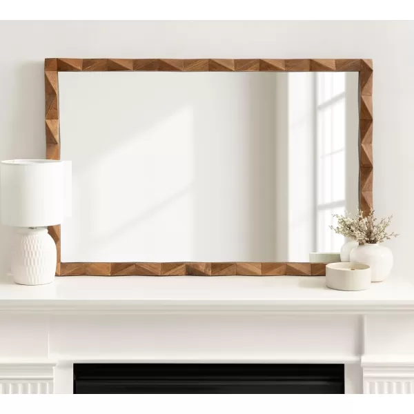 imageKate and Laurel Endicott Modern Geometric Rectangle Wall Mirror 24 x 36 Black Rectangular Dimensional Pieced Wood Mirror for Use as Bathroom Mirror for Over Sink or Cute Nursery MirrorRustic Brown