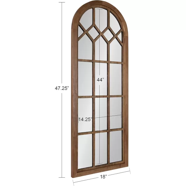 imageKate and Laurel Gilcrest Traditional Arch Wood Framed Windowpane Wall Mirror 18 x 47 Rustic Brown Farmhouse Decorative MirrorRustic Brown