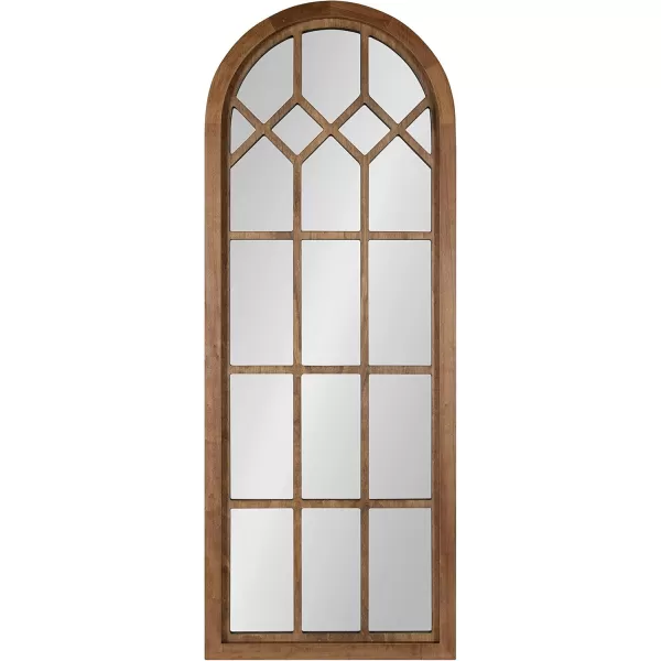 imageKate and Laurel Gilcrest Traditional Arch Wood Framed Windowpane Wall Mirror 18 x 47 Rustic Brown Farmhouse Decorative MirrorRustic Brown