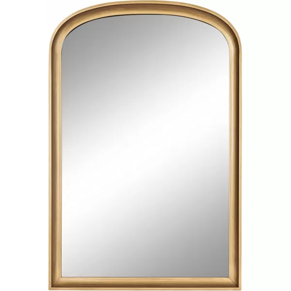 imageKate and Laurel Hatherleigh Modern Arched Wooden Wall Mirror 24 x 36 Gold Decorative Wood Basket Arch Mirror for Use in Bathroom Entryway or BedroomGold