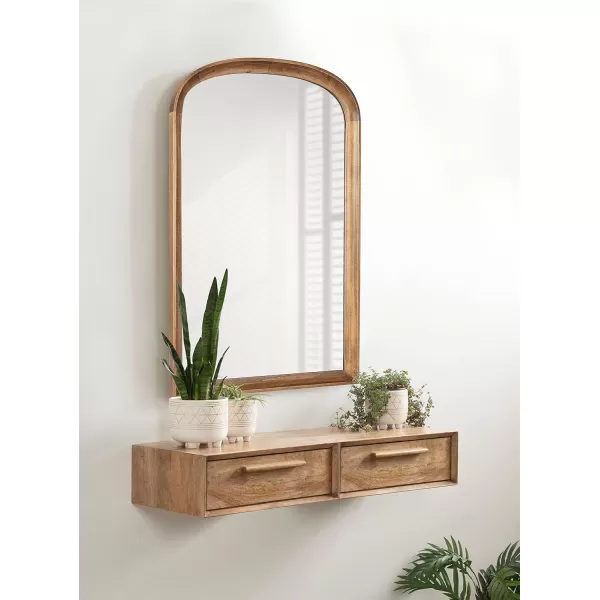 imageKate and Laurel Hatherleigh Modern Arched Wooden Wall Mirror 24 x 36 Gold Decorative Wood Basket Arch Mirror for Use in Bathroom Entryway or BedroomRustic Brown