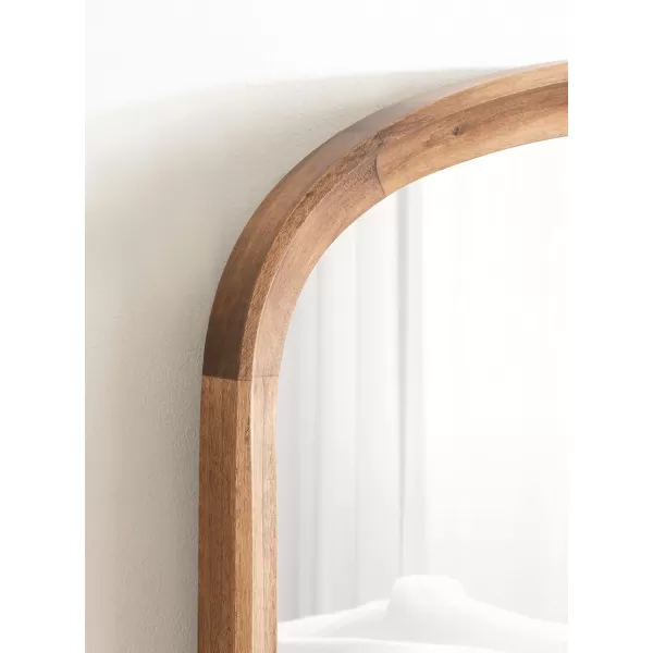 imageKate and Laurel Hatherleigh Modern Arched Wooden Wall Mirror 24 x 36 Gold Decorative Wood Basket Arch Mirror for Use in Bathroom Entryway or BedroomRustic Brown
