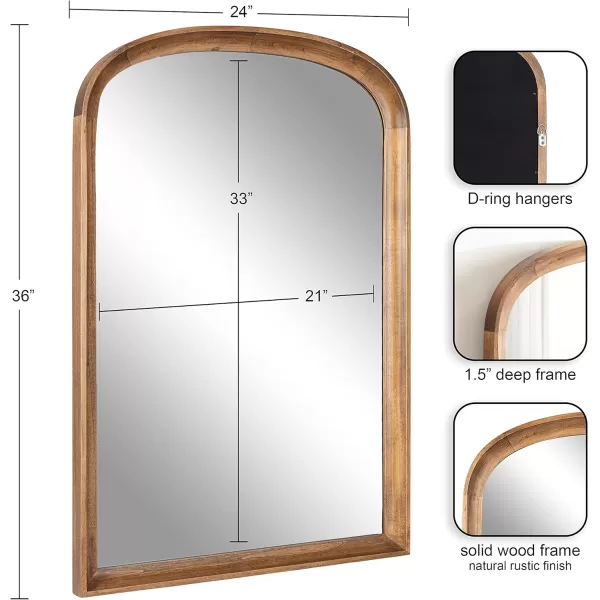 imageKate and Laurel Hatherleigh Modern Arched Wooden Wall Mirror 24 x 36 Gold Decorative Wood Basket Arch Mirror for Use in Bathroom Entryway or BedroomRustic Brown