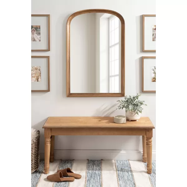 imageKate and Laurel Hatherleigh Modern Arched Wooden Wall Mirror 24 x 36 Gold Decorative Wood Basket Arch Mirror for Use in Bathroom Entryway or BedroomRustic Brown