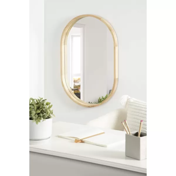 imageKate and Laurel Hutton Modern Capsule Wall Mirror 24 X 36 Walnut Midcentury Decorative Mirror for WallNatural
