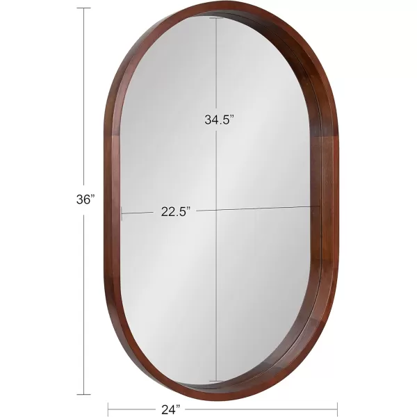 imageKate and Laurel Hutton Modern Capsule Wall Mirror 24 X 36 Walnut Midcentury Decorative Mirror for WallWalnut Brown