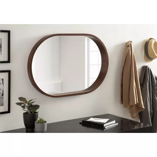imageKate and Laurel Hutton Modern Capsule Wall Mirror 24 X 36 Walnut Midcentury Decorative Mirror for WallWalnut Brown