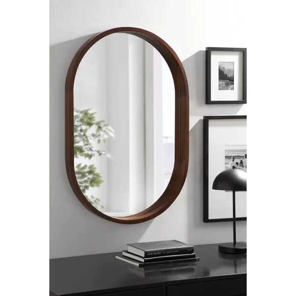 imageKate and Laurel Hutton Modern Capsule Wall Mirror 24 X 36 Walnut Midcentury Decorative Mirror for WallWalnut Brown