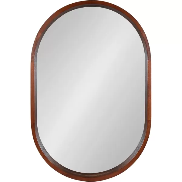 imageKate and Laurel Hutton Modern Capsule Wall Mirror 24 X 36 Walnut Midcentury Decorative Mirror for WallWalnut Brown
