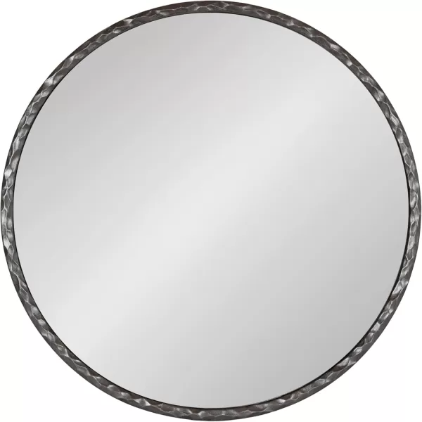 imageKate and Laurel Jedda Modern Textured Round Mirror 26 Inch Diameter Gray Gunmetal Decorative Circle Mirror with Textured Resin Frame for Use as Bathroom Mirror for Vanity or Minimal Bedroom Mirror