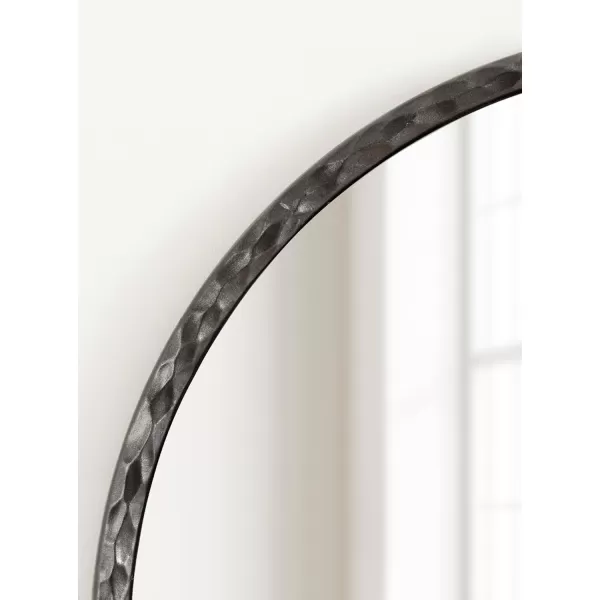 imageKate and Laurel Jedda Modern Textured Round Mirror 26 Inch Diameter Gray Gunmetal Decorative Circle Mirror with Textured Resin Frame for Use as Bathroom Mirror for Vanity or Minimal Bedroom Mirror