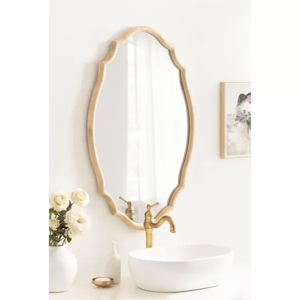 imageKate and Laurel Leanna Wooden Scalloped Oval Mirror 24 x 36 Natural Wood Traditional Scalloped Mirror for Use as Bathroom Mirror for Over Sink or Entryway Mirror Decor Option