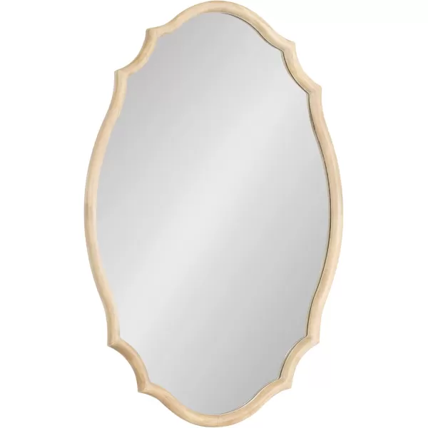imageKate and Laurel Leanna Wooden Scalloped Oval Mirror 24 x 36 Natural Wood Traditional Scalloped Mirror for Use as Bathroom Mirror for Over Sink or Entryway Mirror Decor Option