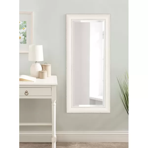 imageKate and Laurel Macon Framed Wall Panel Beveled Mirror 16x36 Distressed Soft White