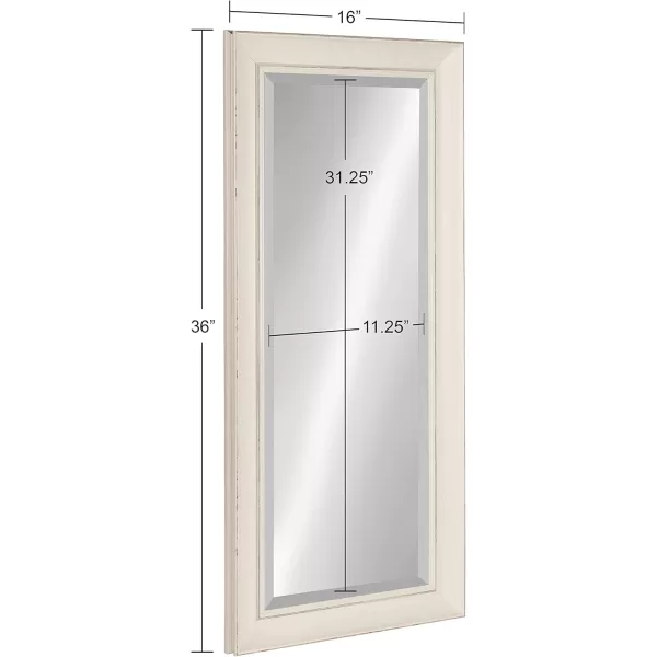 imageKate and Laurel Macon Framed Wall Panel Beveled Mirror 16x36 Distressed Soft White