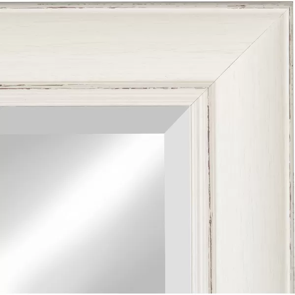 imageKate and Laurel Macon Framed Wall Panel Beveled Mirror 16x36 Distressed Soft White