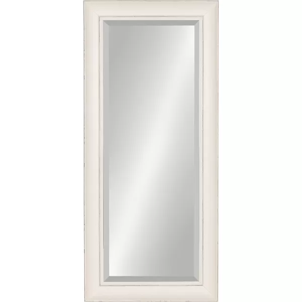 imageKate and Laurel Macon Framed Wall Panel Beveled Mirror 16x36 Distressed Soft White