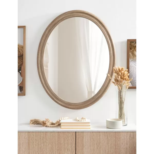 imageKate and Laurel Mansell Oval Wall Mirror 24 x 30 Rustic Brown Rustic Farmhouse Wooden Mirror with Modern Oval ShapeBrown