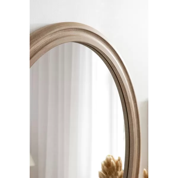 imageKate and Laurel Mansell Oval Wall Mirror 24 x 30 Rustic Brown Rustic Farmhouse Wooden Mirror with Modern Oval ShapeBrown