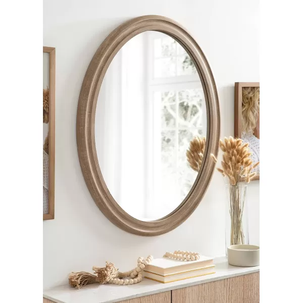 imageKate and Laurel Mansell Oval Wall Mirror 24 x 30 Rustic Brown Rustic Farmhouse Wooden Mirror with Modern Oval ShapeBrown
