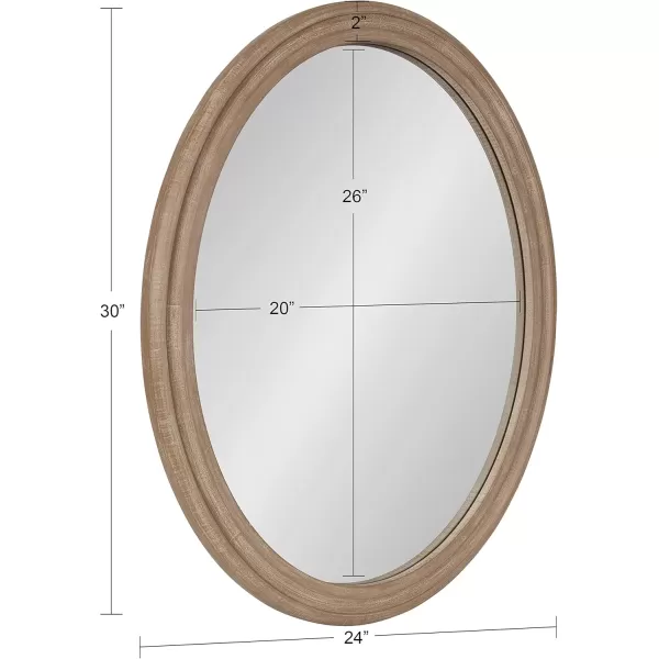imageKate and Laurel Mansell Oval Wall Mirror 24 x 30 Rustic Brown Rustic Farmhouse Wooden Mirror with Modern Oval ShapeBrown