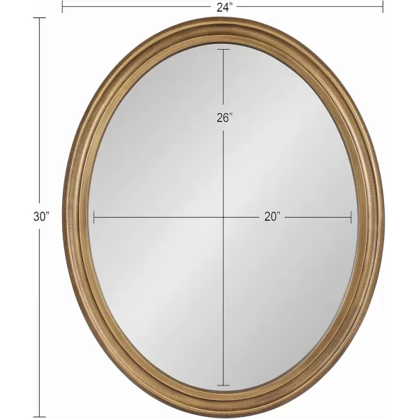 imageKate and Laurel Mansell Oval Wall Mirror 24 x 30 Rustic Brown Rustic Farmhouse Wooden Mirror with Modern Oval ShapeGold