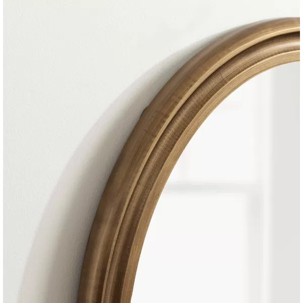 imageKate and Laurel Mansell Oval Wall Mirror 24 x 30 Rustic Brown Rustic Farmhouse Wooden Mirror with Modern Oval ShapeGold
